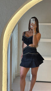 Vestido Fleco Negro