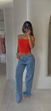 Corset Naranja Y Azul
