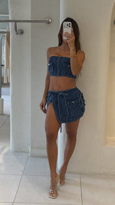 Conjunto Falda Jean Abierto