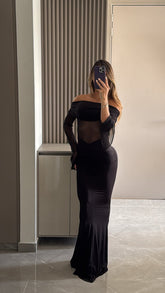 Vestido Negro Largo Mesh