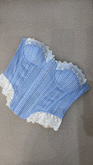 Corset Cuadros Azul Blanco