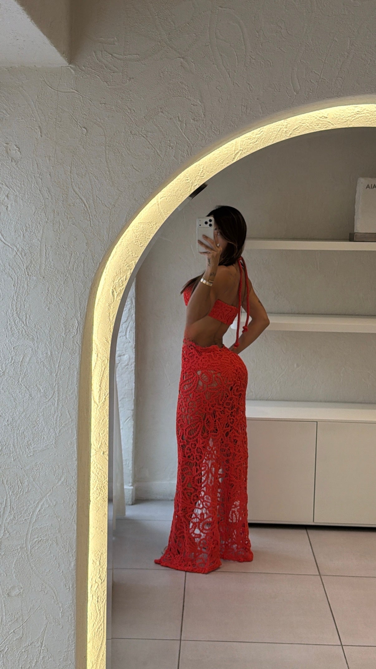 Vestido Largo Tejido Rojo