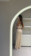 Conjunto Pantalón Top Cuello Beige