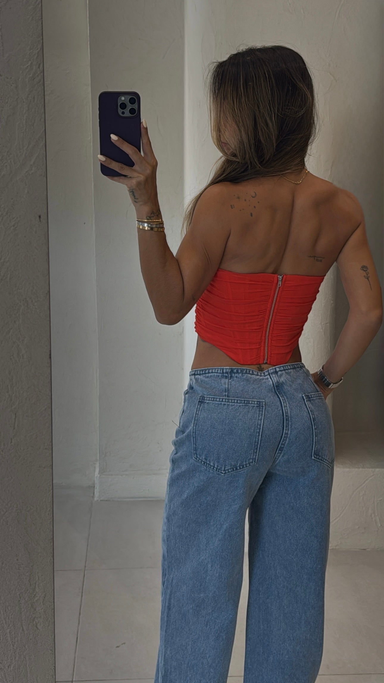 Corset Naranja Y Azul