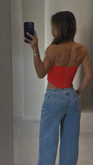 Corset Naranja Y Azul