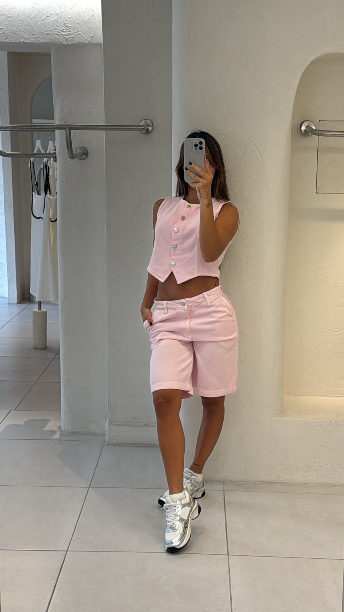 Conjunto Bermuda Top Rosa