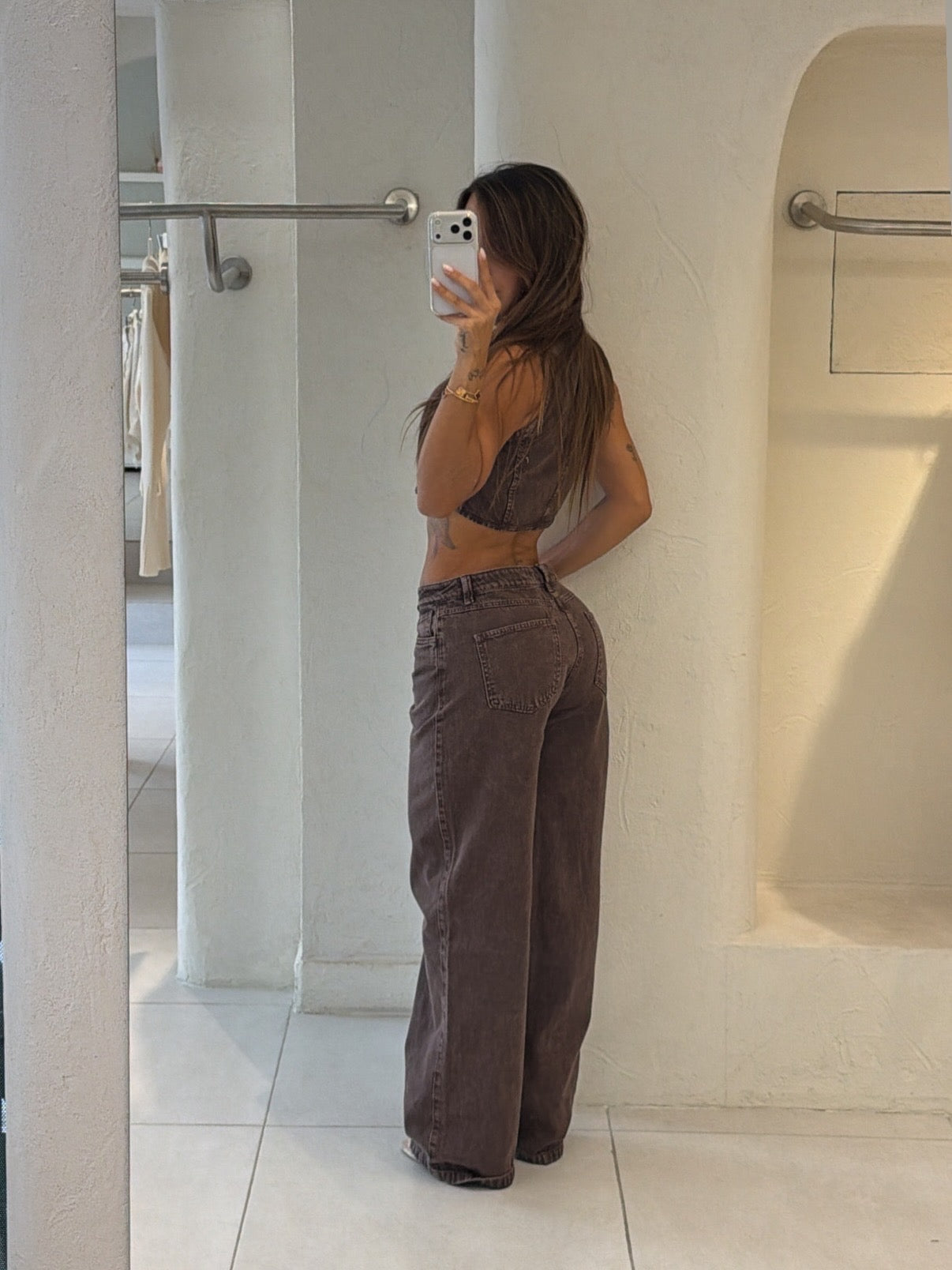 Conjunto Jean Desgaste Marrón