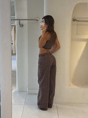 Conjunto Jean Desgaste Marrón