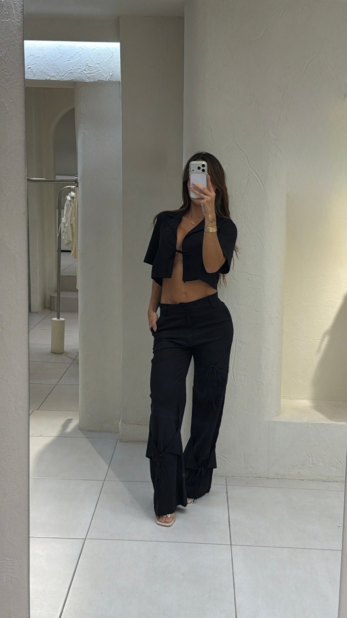 Conjunto Lino Pantalón Moños Negro