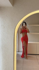Vestido Largo Tejido Rojo
