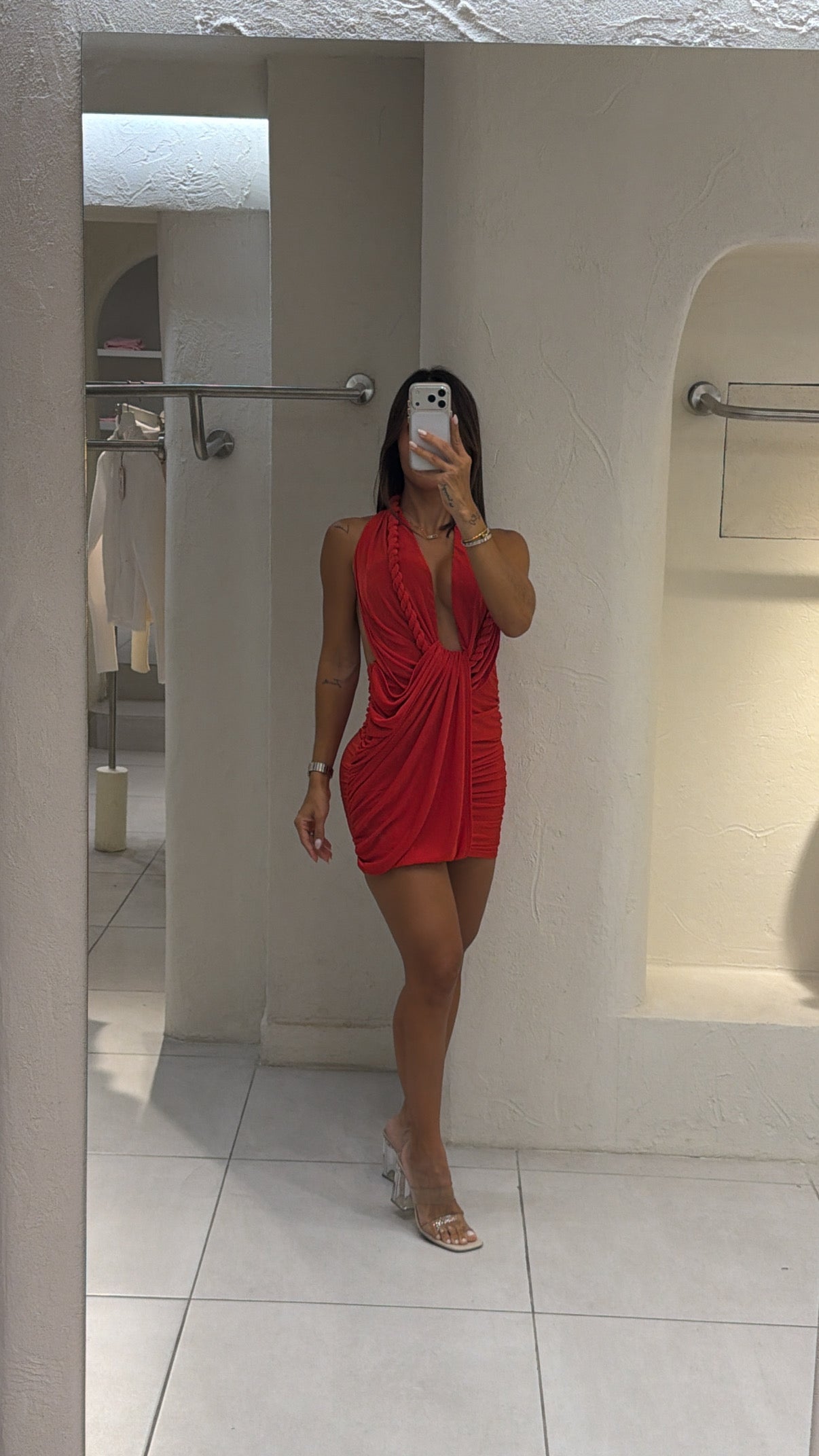 Vestido Corto Trenza Rojo
