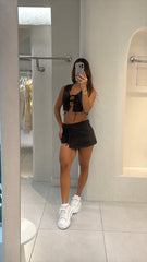 Conjunto Short Jean Marron