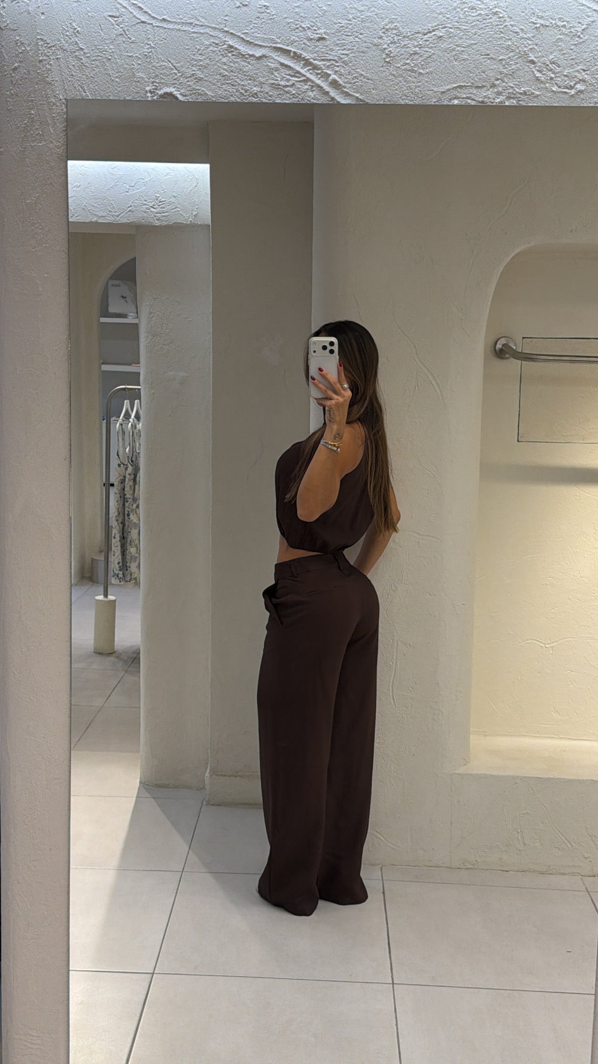 Conjunto Pantalón Top Cuello Chocolate