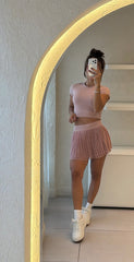 Conjunto Deportivo Falda Mesh Rosa