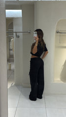 Conjunto Lino Pantalón Moños Negro