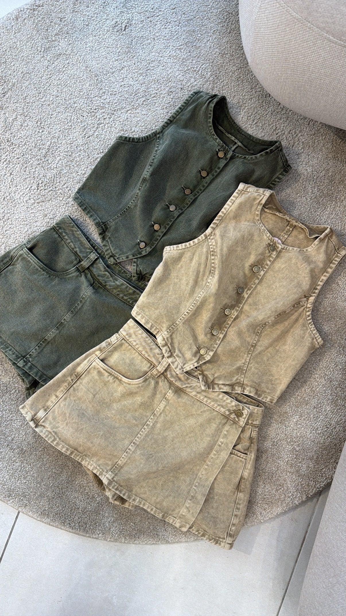 Conjunto Falda Short Jean Kaki