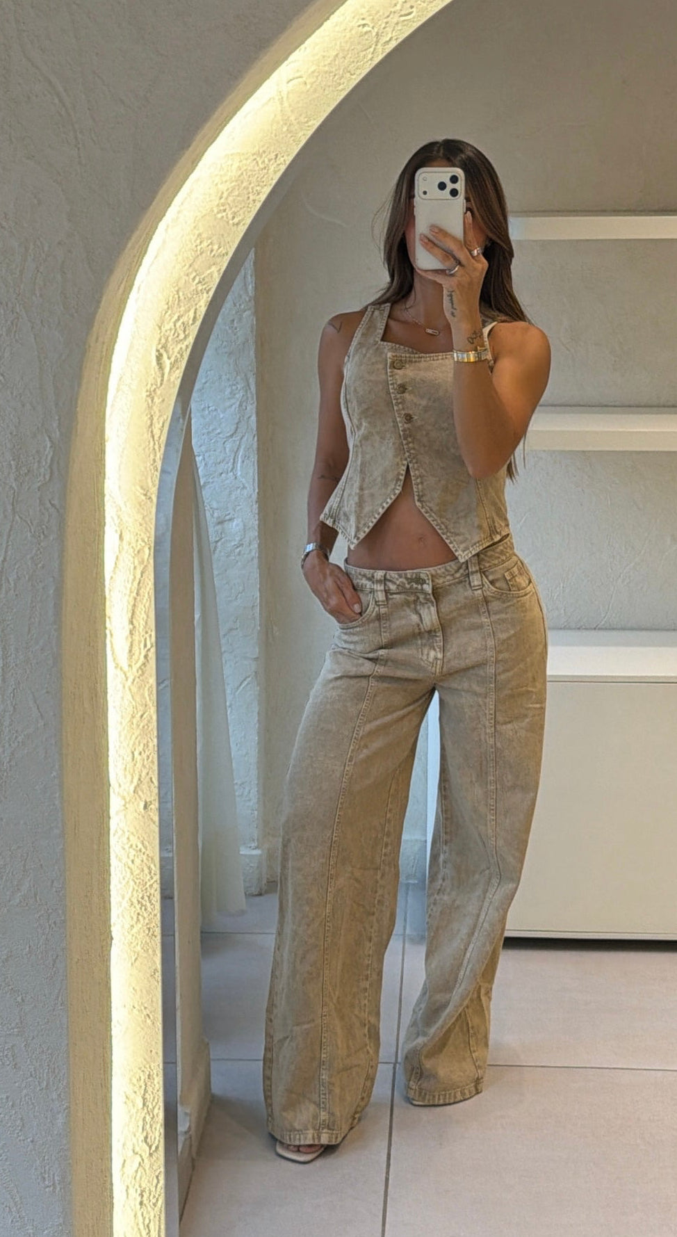 Conjunto Largo Beige Desgaste