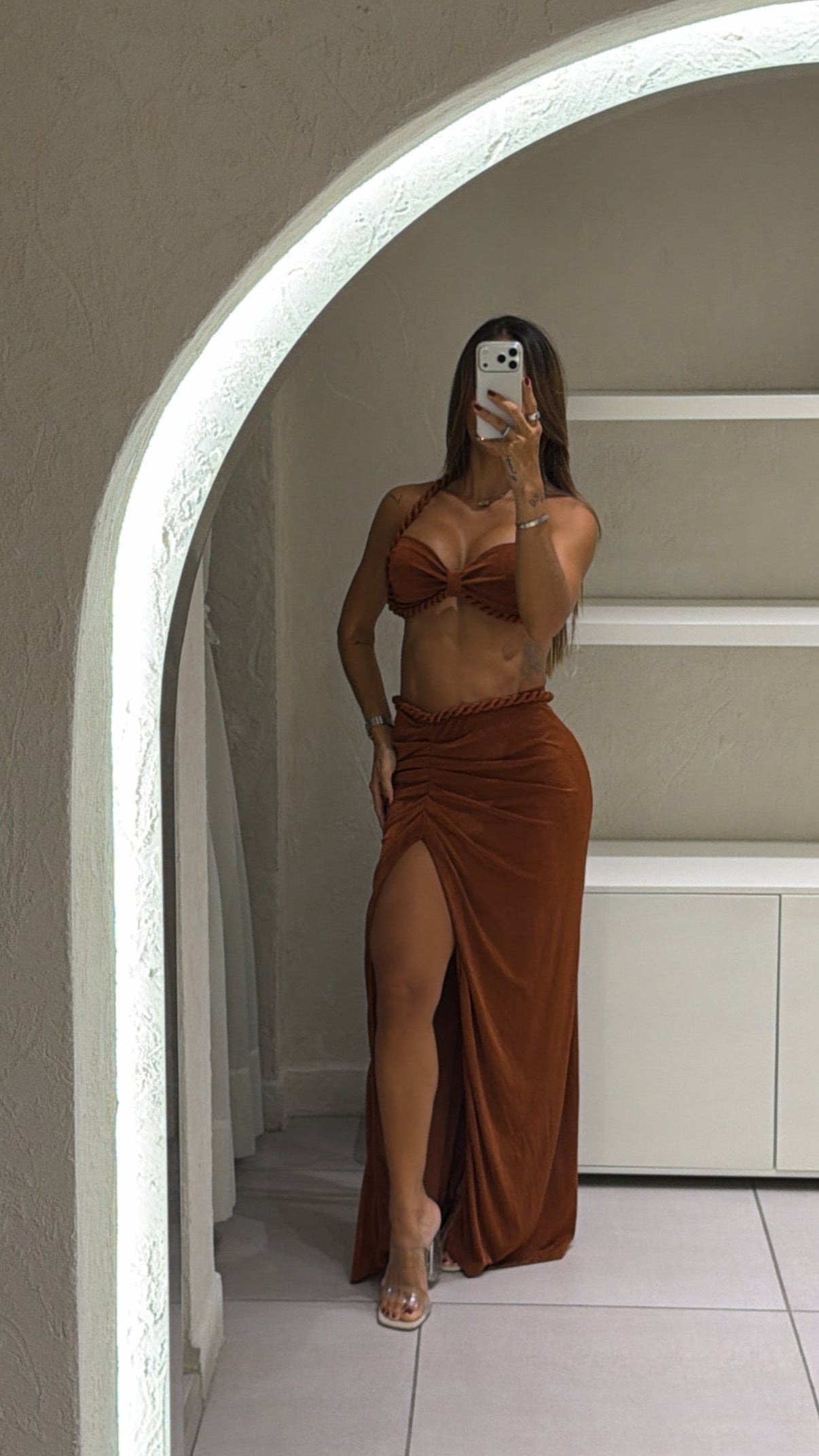 Conjunto Falda Larga Terracota