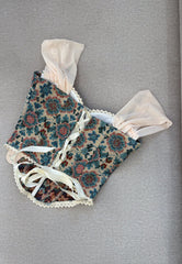 Corset Flores Azul Beige