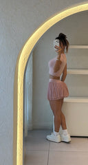 Conjunto Deportivo Falda Mesh Rosa