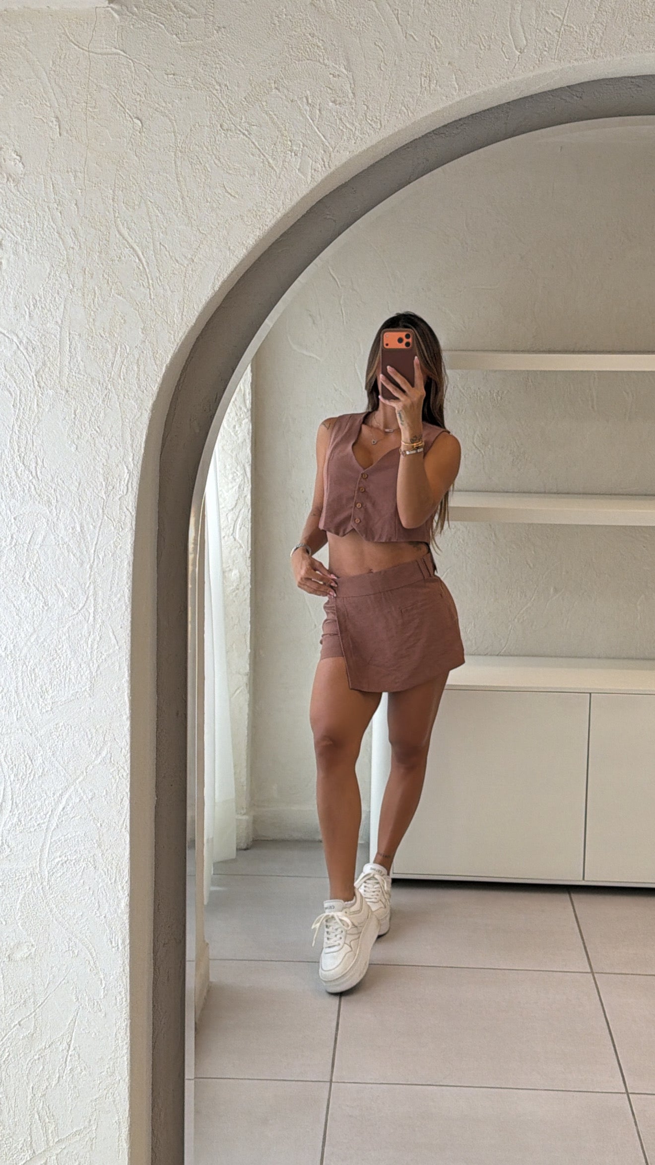 Conjunto Falda Short Café