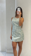 Vestido Corto Verde Dorado