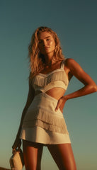 Vestido Fleco Crema